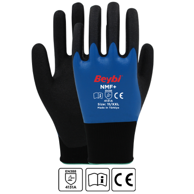 Beybi NMF+ Tam Kaplı Mikro Köpük Nitril Kaplı Polyester Örgü Eldiven