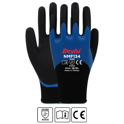 Beybi NMF134 Mikro Köpük Nitril Kaplı Polyester Örgü Eldiven
