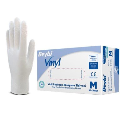 Beybi Pudrasız Vinil Muayene Eldiveni - 100'lük Kutu