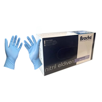 Mavi Nitril Pudrasız Muayene Eldiveni Broche