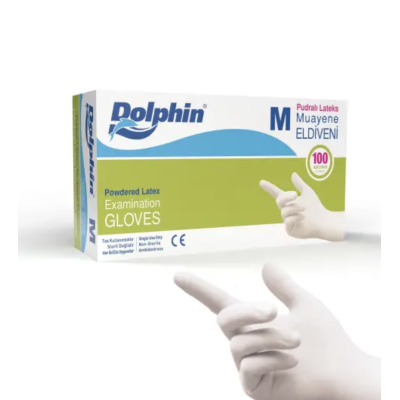 Dolphin Pudralı Lateks Muayene Eldiveni