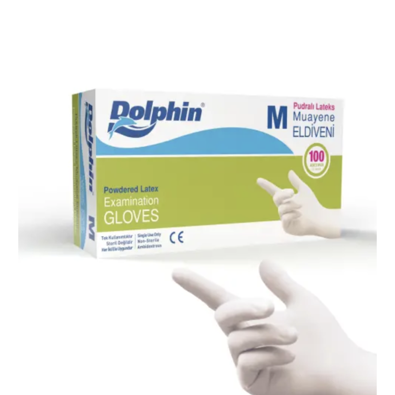 Dolphin Pudralı Lateks Muayene Eldiveni Dolphin Pudralı Lateks Muayene Eldiveni