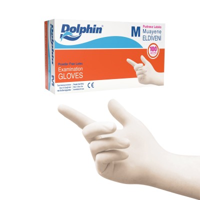 Dolphin Pudrasız Lateks Muayene Eldiveni 100 Adet 