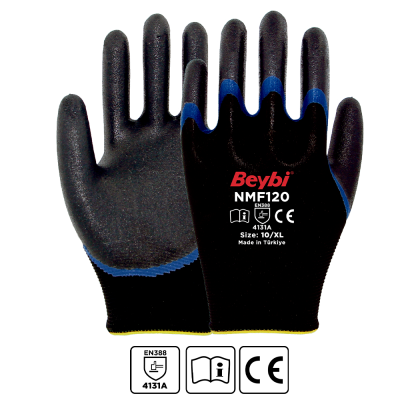 Beybi NMF120 Mikro Köpük Nitril Kaplı Polyester Örgü Eldiven