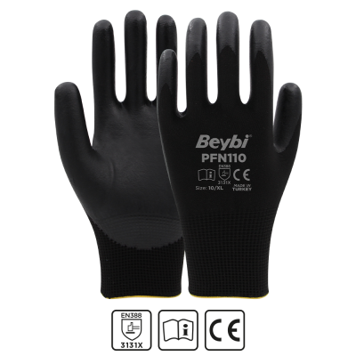 Beybi PFN110 Polyester Örgü Üzeri ½ Köpük Nitril Kaplı Eldiven