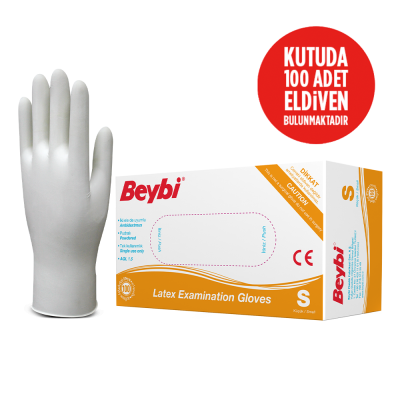 Beybi Pudralı Lateks Muayene Eldiveni - 100'lük Kutu Kutu