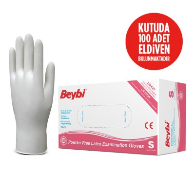 Beybi Pudrasız Lateks Muayene Eldiveni - 100'lük Kutu